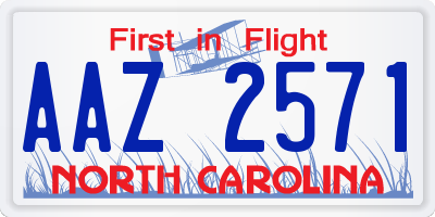 NC license plate AAZ2571