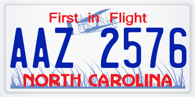 NC license plate AAZ2576