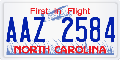 NC license plate AAZ2584