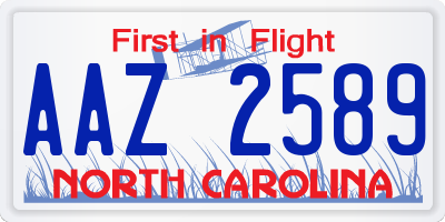 NC license plate AAZ2589