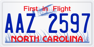 NC license plate AAZ2597