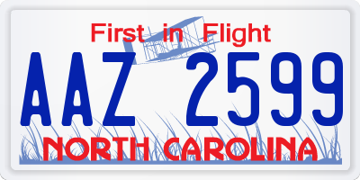 NC license plate AAZ2599