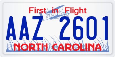NC license plate AAZ2601