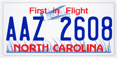 NC license plate AAZ2608