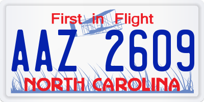 NC license plate AAZ2609