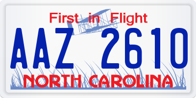 NC license plate AAZ2610