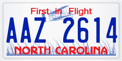 NC license plate AAZ2614