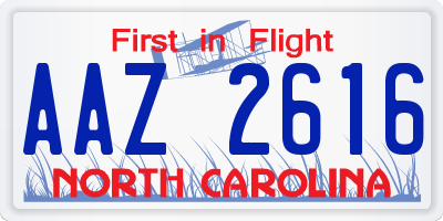 NC license plate AAZ2616