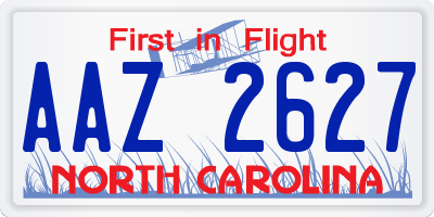 NC license plate AAZ2627