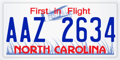 NC license plate AAZ2634