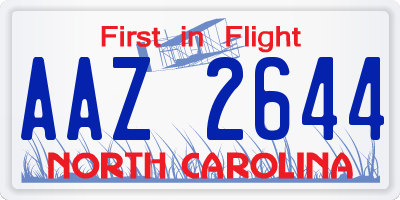 NC license plate AAZ2644