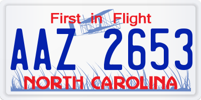 NC license plate AAZ2653