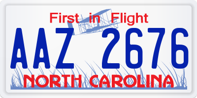 NC license plate AAZ2676