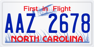 NC license plate AAZ2678