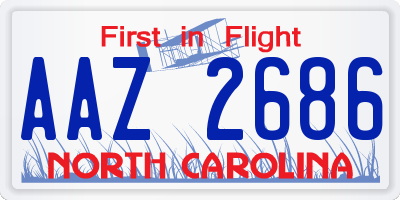 NC license plate AAZ2686