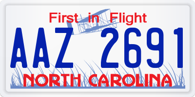 NC license plate AAZ2691