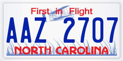 NC license plate AAZ2707