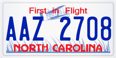 NC license plate AAZ2708