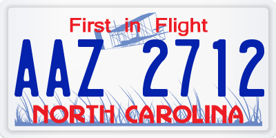 NC license plate AAZ2712