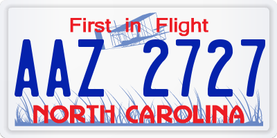NC license plate AAZ2727