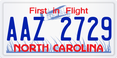 NC license plate AAZ2729