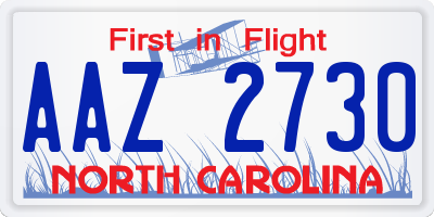 NC license plate AAZ2730