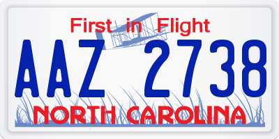 NC license plate AAZ2738