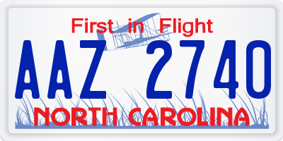 NC license plate AAZ2740