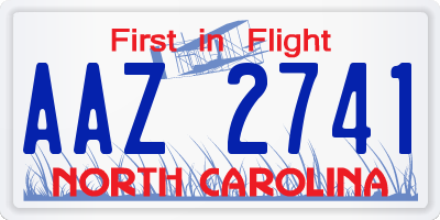 NC license plate AAZ2741