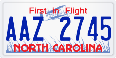 NC license plate AAZ2745