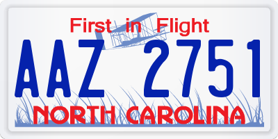 NC license plate AAZ2751