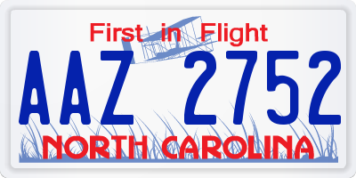 NC license plate AAZ2752
