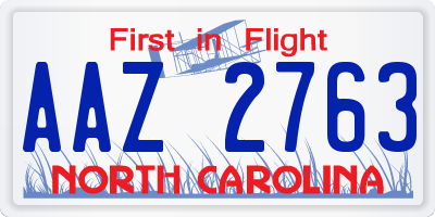 NC license plate AAZ2763