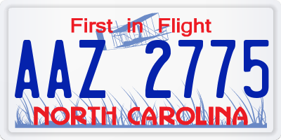 NC license plate AAZ2775