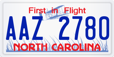 NC license plate AAZ2780