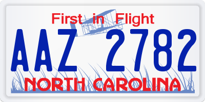 NC license plate AAZ2782
