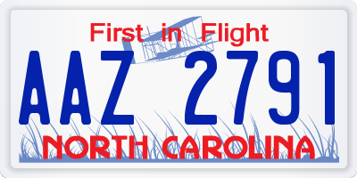 NC license plate AAZ2791