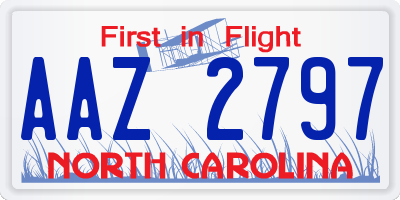NC license plate AAZ2797