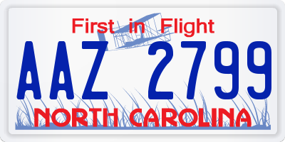 NC license plate AAZ2799