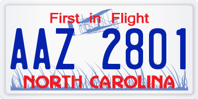 NC license plate AAZ2801
