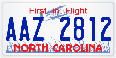 NC license plate AAZ2812
