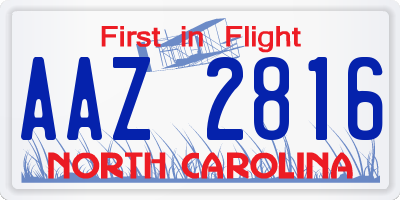 NC license plate AAZ2816