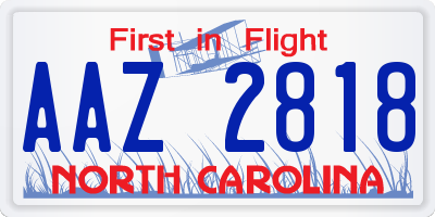 NC license plate AAZ2818