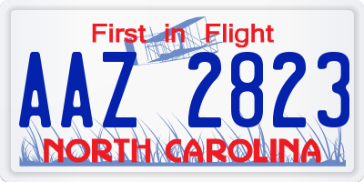 NC license plate AAZ2823