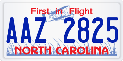 NC license plate AAZ2825