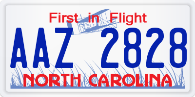 NC license plate AAZ2828