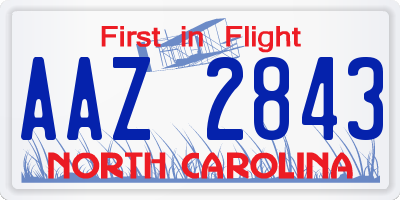 NC license plate AAZ2843