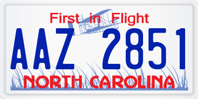 NC license plate AAZ2851