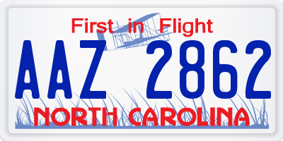NC license plate AAZ2862