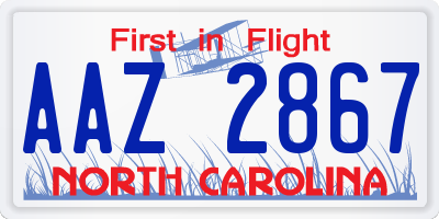 NC license plate AAZ2867